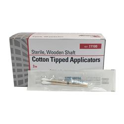 3" Cotton Tipped Applicators - Sterile (100 per box)