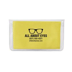 IMPRINTED Yellow Basic Microfiber Cloth-In-Case (100 per box / Minimum order - 5 boxes) 