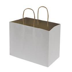 NON-IMPRINTED WHITE Kraft Bags - Large 10 W x 6 D x 8" H (100/box)