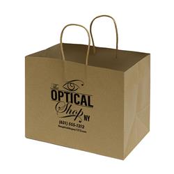 IMPRINTED NATURAL Kraft Bags - Large 10 W x 6 D x 8" H (100/box | Minimum order - 5 boxes)