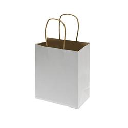 NON-IMPRINTED WHITE Kraft Bags - Small 6.5 W x 3.25 D x 8" H (100/box) 