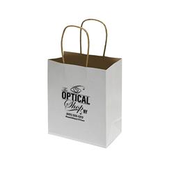 IMPRINTED WHITE Kraft Bags - Small 6.5 W x 3.25 D x 8" H (100/box | Minimum order - 5 boxes)