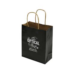 IMPRINTED BLACK Kraft Bags - Small 6.5 W x 3.25 D x 8" H (100/box | Minimum order - 5 boxes)