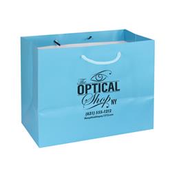 IMPRINTED SKY BLUE Large Paper Bag 10 W x 6 D x 8" H (100/box | Minimum order - 5 boxes)