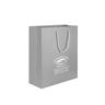 IMPRINTED GRAY Small Paper Bag 6.5 W x 3.25 D x 8" H (100/box | Minimum order - 5 boxes)